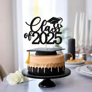 Class Of 2025 Graduation Cake Topper, 1 Count Class Of 2025 Cake Decoration, Graduation Party Decoration, Party Supplies, Masks