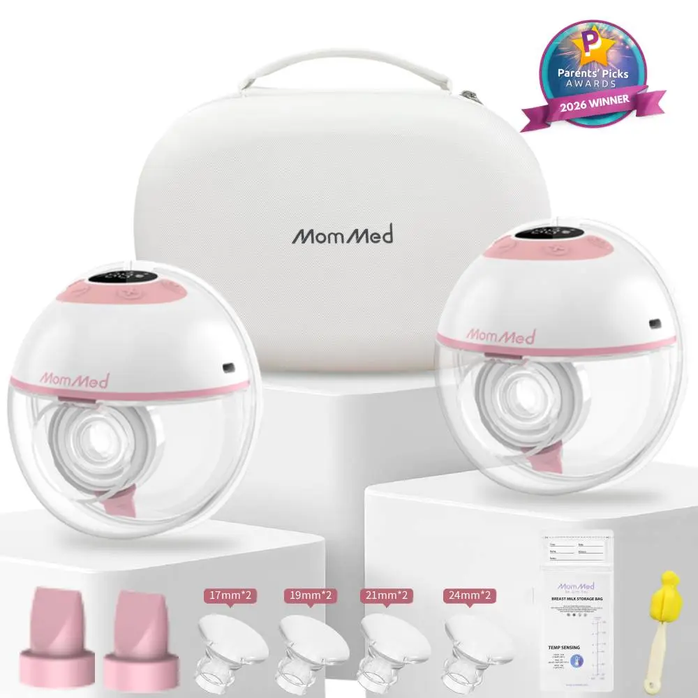 MomMed M21 Luma Wearable Breast Pump with Built-In Night Light, Hands-Free Electric Breast Pump, 150ml Cup, 4 Modes & 12 Suction Levels, Includes 17/19/21/24/27mm Flange Inserts