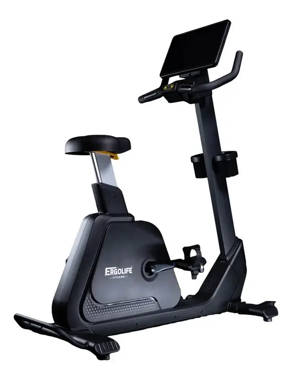 ERGOLIFE BU201E Upright Exercise Bike with 24 Resistance Levels, Wireless Charging, LCD Display, Home Fitness Bike, 396 lbs Capacity