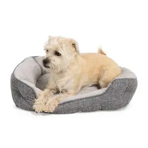 EveryYay Snooze Fest Grey Rectangle Nester Box Dog Bed