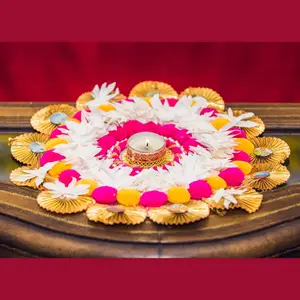 Enchanting Rangoli Candle Holders | Pompom T-light Mat for Diwali, Christmas, Home Decor | Symbol of Prosperity & Good Luck