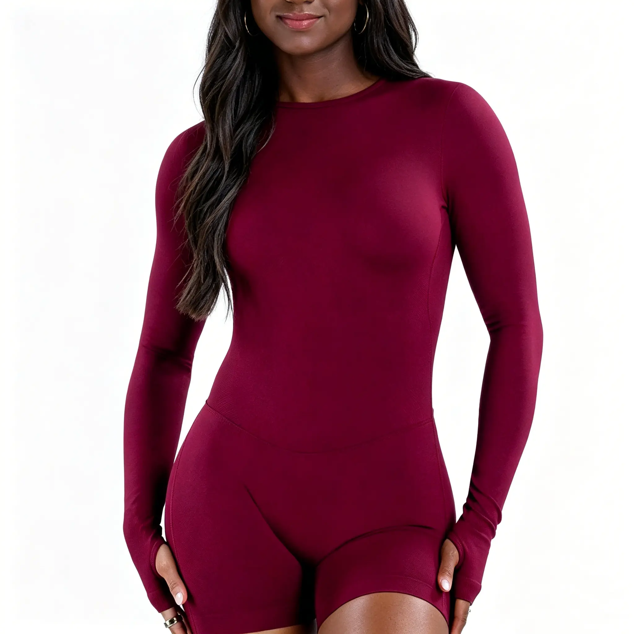 Dfyne Women's Seamless Fitted Athletic Jumpsuit - Long Sleeve, Backless, Sculpting Skin-Tight Workout Rompers with Scrunch Butt Lifting, Gym Attire for Yoga, Gym, Jumpsuits For Women