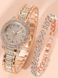 A set of two women's wristwatches and diamond bracelets, Classic Quartz Watch