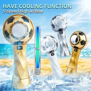 New Fan Football Style Handheld Cooling Fan, 5 Speed Adjustable Foldable Portable Fan, Ice Compress Cooling Design, Strong Wind Power, Ideal for Summer Outdoor & 4th of July Decor Digital Protection-MM