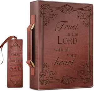 Large Classic Bible Cover Vegan Leather Carrying Book Case Church Bag Organizers with Handle, Gift for Men, Women