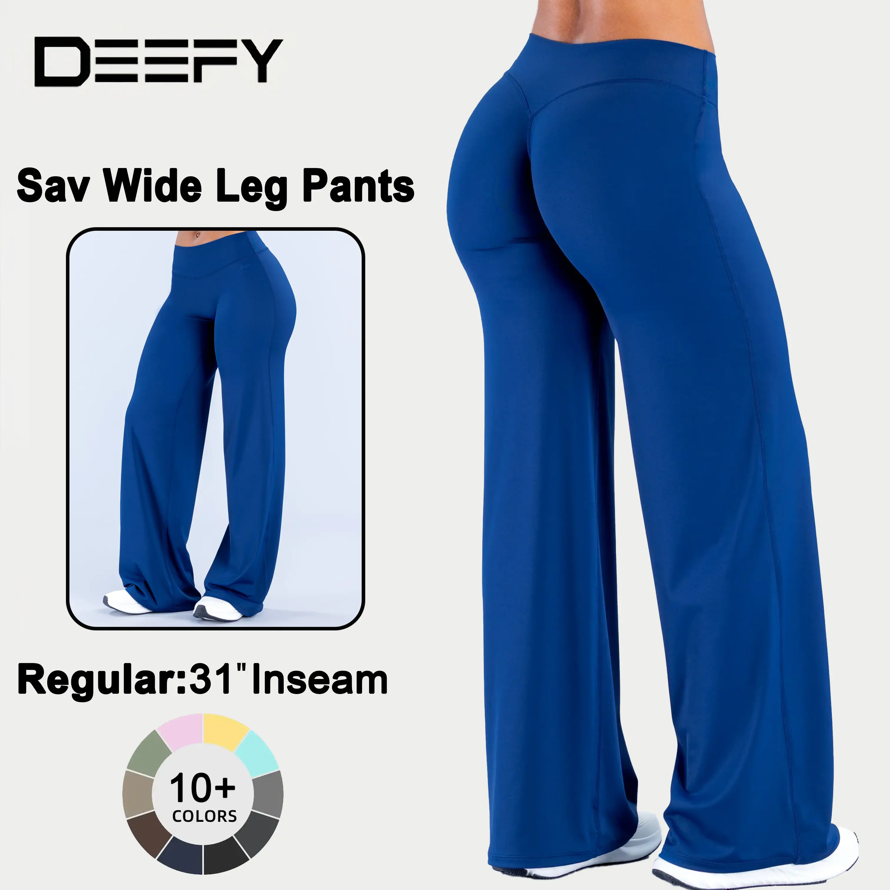 DEEFY Sav Wide Leg Pants High Waisted Flare Yoga Pants Tummy Control Butt Lifting Leggings Workout Gym Athletic Lounge Pants Women Spandex