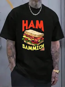 100% Cotton Ham Sammich Ham Sandwich Lover Funny Sandwich T-Shirt Women's Men's Graphic Tee Crew Neck summer vacation Tops