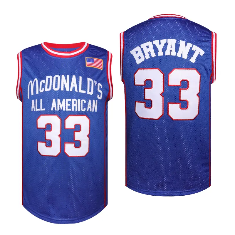 Men's #33 Blue Embroidered Basketball Jersey ,Round Neck, Machine Washable for Sports & Outdoor Play, Sports Jersey | Patriotic Jersey | Embroidered Sports Jersey