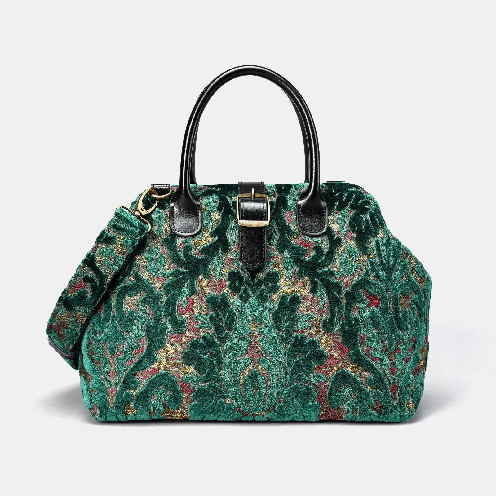 Burnout Velvet Jade Green Carpet Handbag Purse Chic Bag