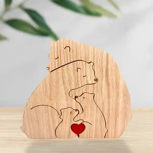 Makezbright Gift - Family - Up To 9 Person Animal Figurines - Wooden Bears Family