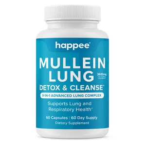 Lung Detox for Smokers - Natural Mullein Leaf Support for Easy Breathing - 60 Capsules Supplement Advanced Lung Complex