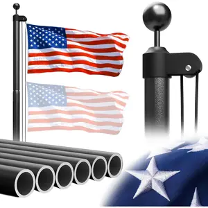 Heavy Duty Flag Pole 25 FT 12 Gauge Extra Thick  Flag Pole Holder for Outside House Outdoor Metal Flag Pole Kit