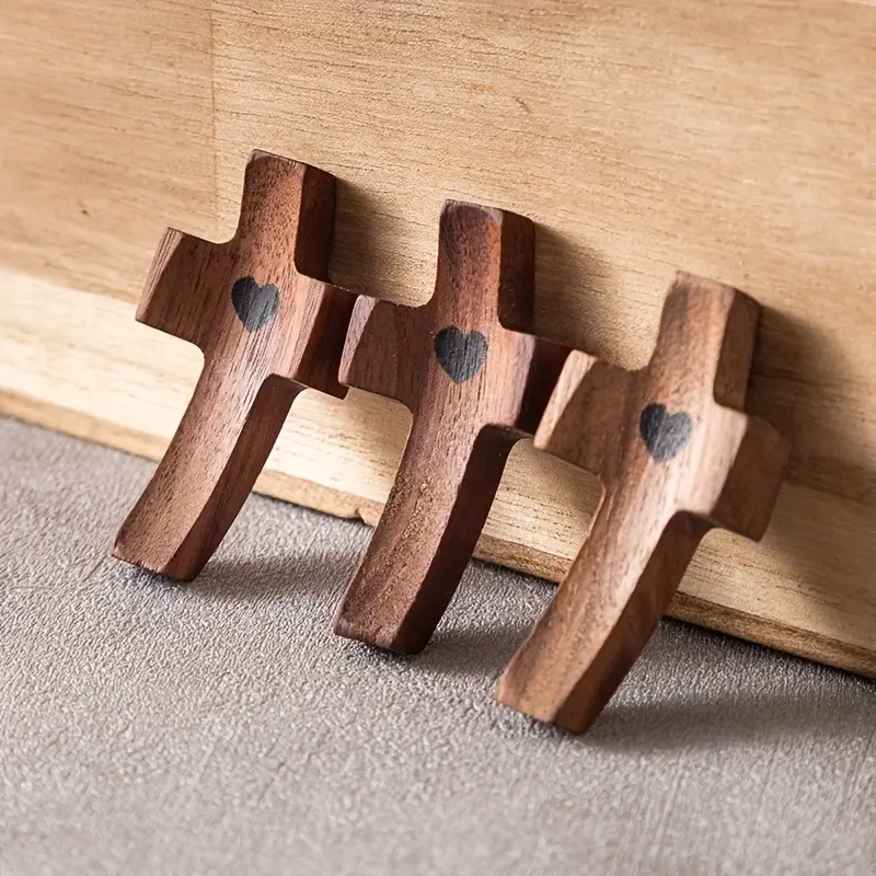 Religious Mini Wooden Cross (3/6/10/20PCS) -  Prayer Cross Design, Anxiety-Relieving Clutching Tool, Christian Faith Easter Gift for Baptism, Lightweight Home Religious Decor,For Inspirational Personal Devotion, Family Prayer