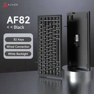AJAZZ wired office membrane keyboard 75% layout AF82 volume adjustment knob 82 keys ergonomic design office keyboard mute structure office artifact beautiful lighting effect support multiple systems suitable for e-sports games and office