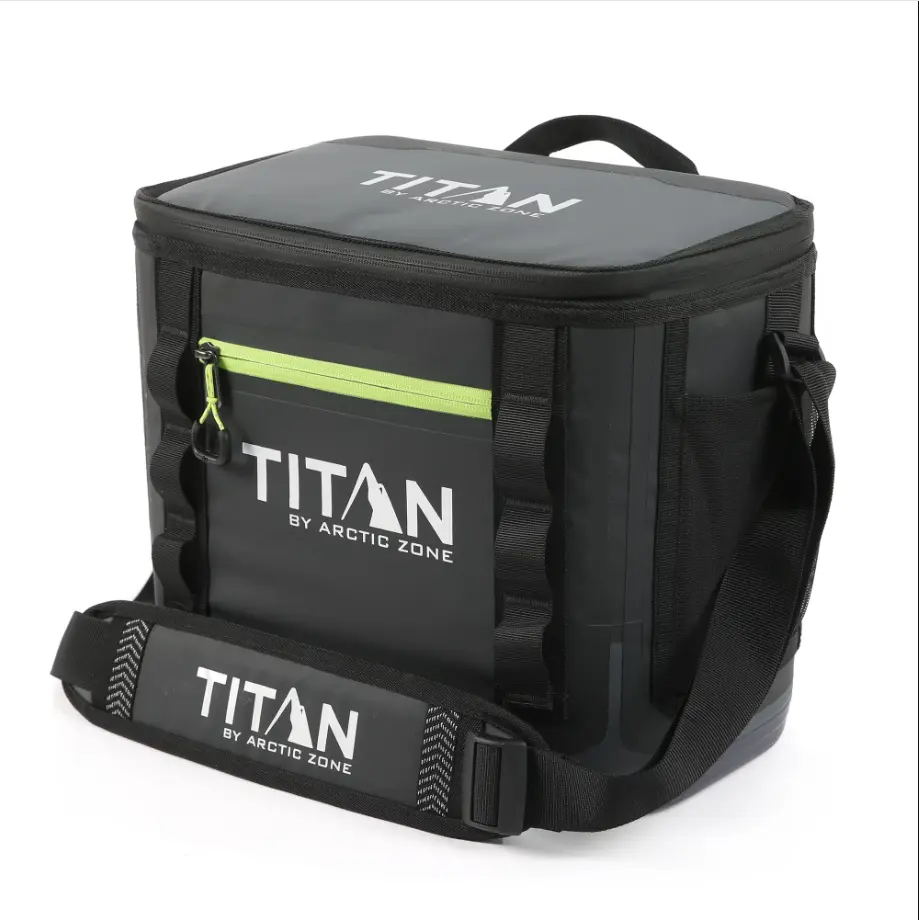 Titan by Arctic Zone 12 Can Waterproof Welded Soft Cooler, 8 Quart, Black/Green