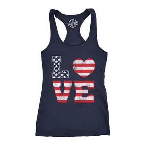 Womens Tank Love American Flag Tanktop Cute Patriotic Red White and Blue Shirt Funny Racerback Tank Cute Slimming Tank tops comfortable soft top Patriotic Tank Top for Women Novelty Tank Tops for Women Navy