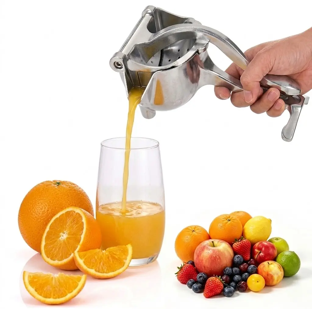 Hand Juicer Squeezer,Aluminum Portable Manual Juicer,Alloy Fresh Fruit Juice Extractor, Easy Squeeze & Quick Clean, for Lemon, Orange & Pomegranate