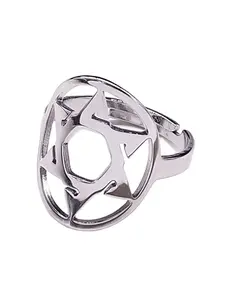 Judaism Hexagram Symbol Stainless Steel Ring Star of David Adjustable Rings Jewish Amulet bague acier inoxydable