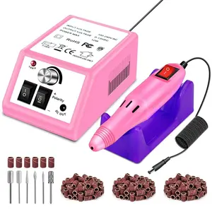 Professional Nail Drill Electric Nail File Kit, Nail Filer Electric with 156pcs Sanding Bands and Nail Dril Bits for Acrylic, Gel Nail Manicure and Pedicure, Pink
