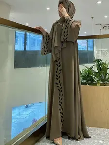 Women's Long Sleeve Robe & Hijab Two-Piece Set, Elegant Robe & Headscarf Set for Daily Wear, Women's Islamic Clothing for All Seasons, Abaya Dress Set, Abayas For Eid