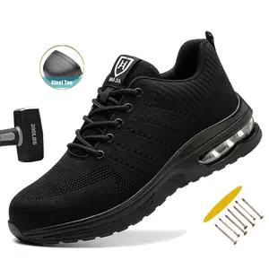Cushion Work Safety Shoes For Men Lightweight Work Shoes Toe Shoes Work Safety Breathable Work Sneakers Steel Toe Shoes Anti-puncture Safety Protective Shoe