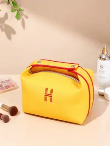 Simple Portable Wash Bag, Waterproof Dustproof Travel Storage Bag, Large Capacity Canvas Handbag, Japanese Style Makeup Pouch, Cosmetic Bag