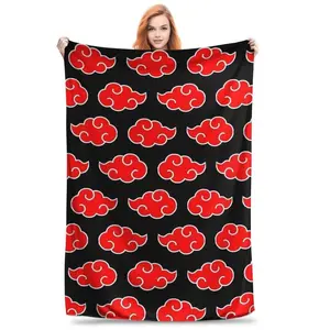Naruto Anime Akatsuki Cloud Throw Blanket Soft Cozy Warm Flannel Plush Blanket for Sofa Couch Bed Travel Halloween Christmas Party Cosplay Holiday Gift Cute Cartoon Highland Cow 6 day star Comfortable worm
