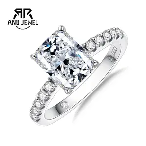 AnuJewel 3CT Radiant Cut Moissanite Engagement Ring 925 sterling silver D Color VVS1 Promise Anniversary Ring for Women Elegant Gift Packed with Certificate