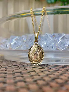 14K Gold Filled Virgen de Guadalupe Necklace for Womens - Snail Chain 20" Gifts for Everyday Wear Religious Jewelry Gifts