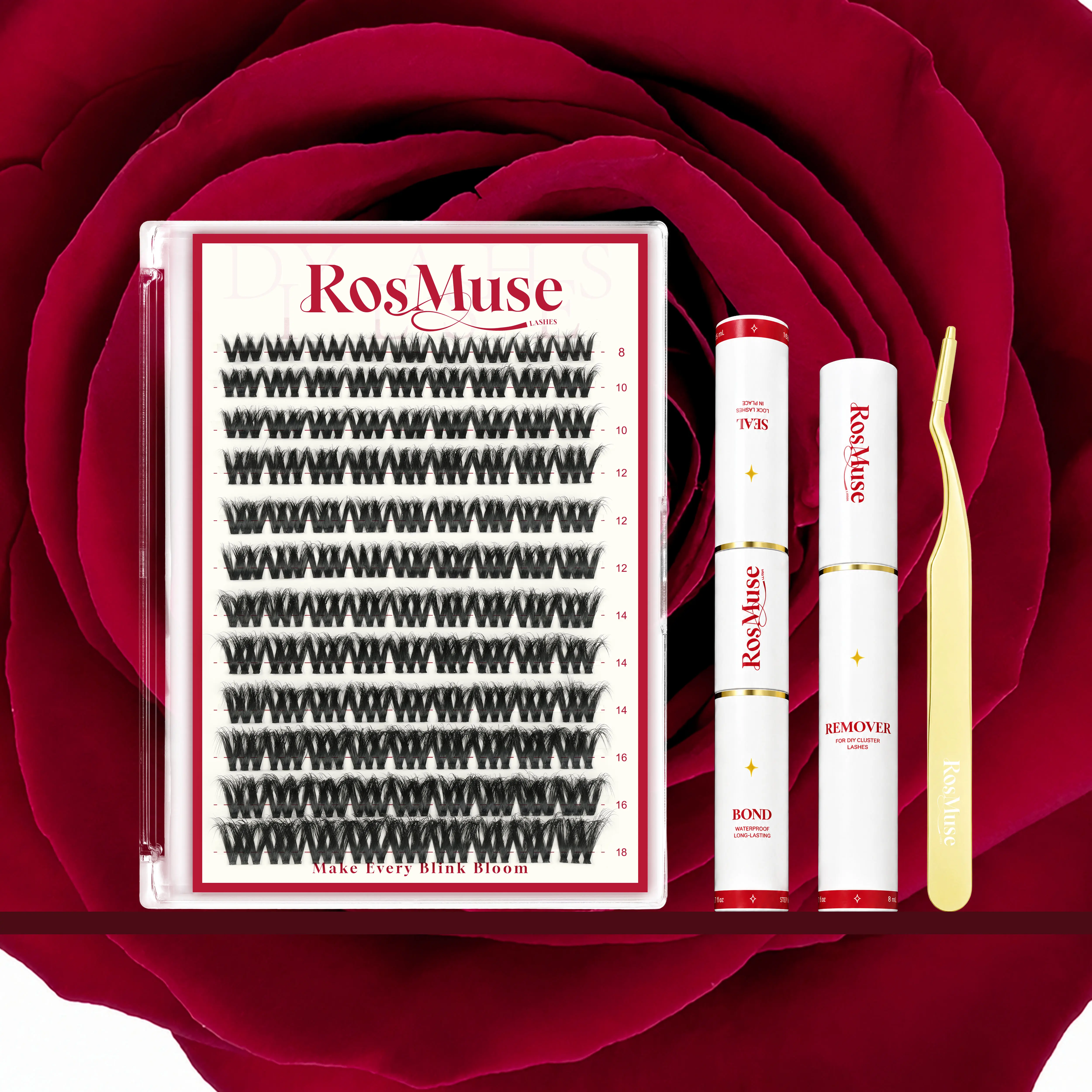 RosMuse Astra Lash | Russian Fluffy Lash Clusters | Soft Thin Band | Faux Mink Airy 3D DIY Eyelash Extensions | Voluminous Look | Waterproof, Cry-Proof & Long-Lasting