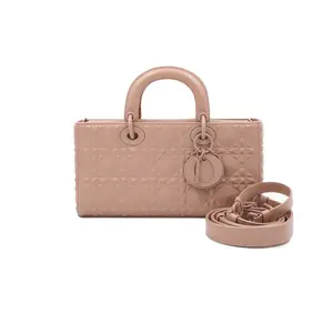 Pre-owned Dior Calfskin Leather Tote Bags Lady Cannage Medium Handbag Prisme Diamond Quilted Embossing Shoulder Bag JM JM332