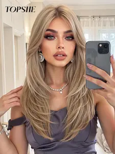 22 Inch Long Straight Blonde Wigs for Women, Gorgeous Fluffy Wigs without Bangs, Synthetic Lace Front Wigs for Party, Daily Use