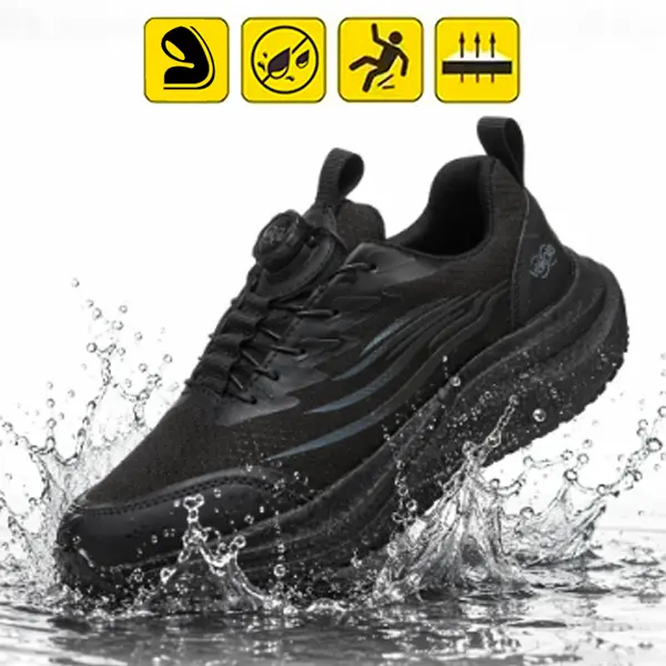 MELLOWMILES Unisex Safety Trainers - Non-Slip, Water Resistant, Breathable Rubber Work Footwear for Food Service Chefs, Walking Shoes, Closed, Round Toe