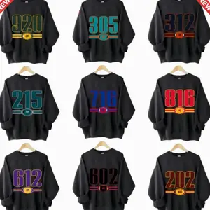 All Team Football Area Code Black Sweatshirt, Custom Unisex Football Crewneck, Game Day Zip Code Crewneck, USA Sports Fan Apparel, Custom Football Team TT