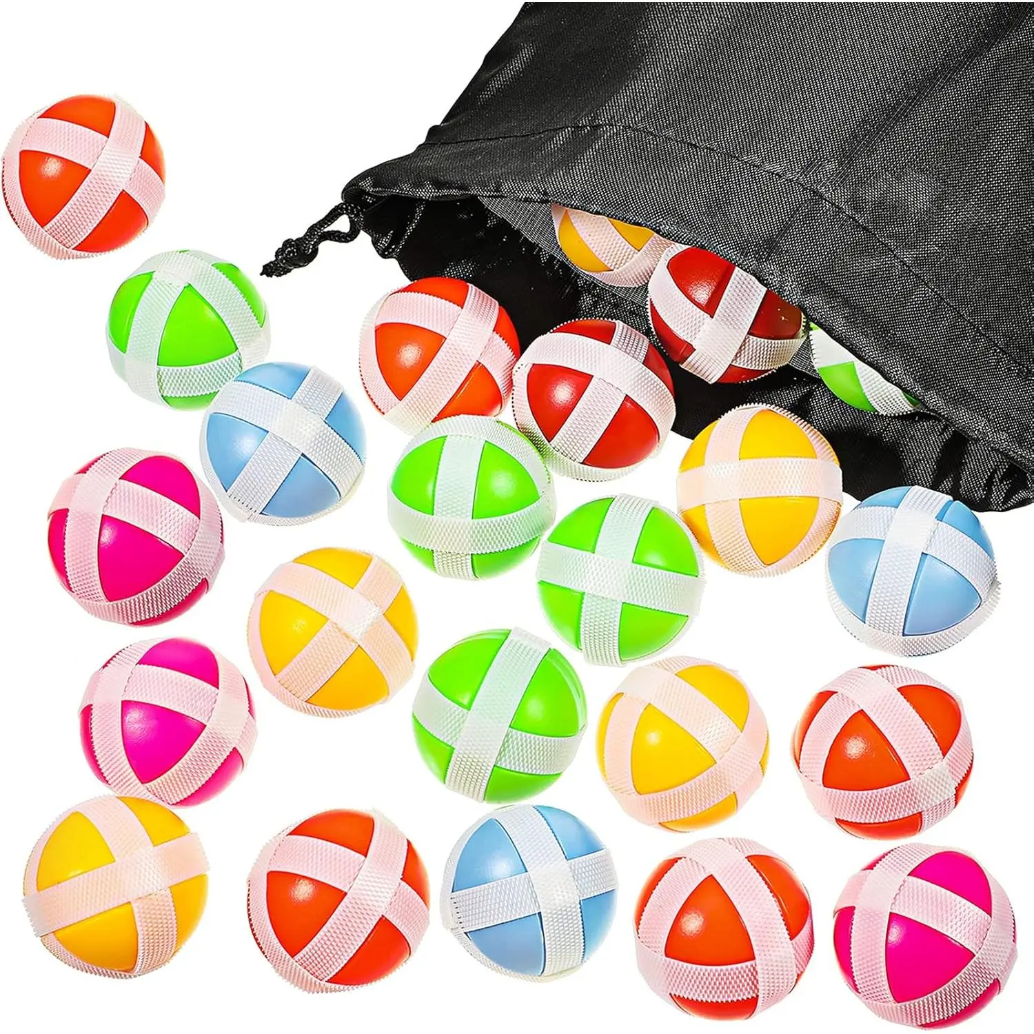 30 Pieces Sticky Balls for Fabric Dart Board for Kids, Dart Hook and Loop Balls with Storage Bag, Safe Darts Game Accessories for Adults and Kids Indoor Outdoor Party Games