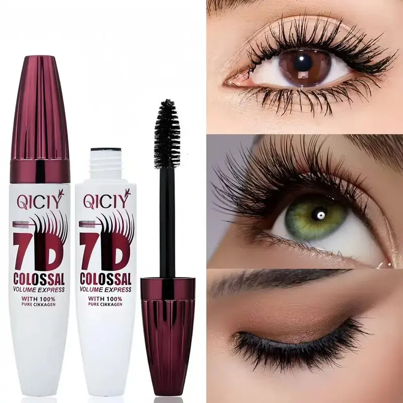 7D Mascara Fiber Lashes Waterproof, Volume Mascara, Eyelash Mascara, 7D Colossal Voluminous Volumizing Mascara, Smudge-Proof Curling, Lengthening & Long Lasting Mascara, Clump-Free False Lash Effect, Daily Makeup & All-Day Events Longwear