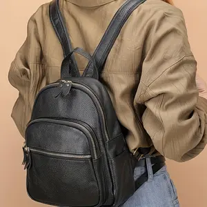First Layer Cowhide Women's Backpack, Small Shopping List Backpack, Can Hold 7.9-Inch Flat Casual Daily Women's Backpack