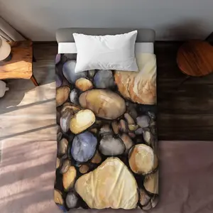 Begin Home Decor C1DCTXLW4FPCZJ Small Pebbles - Hygge Minerals Twin Size Extra Long Duvet Cover for Home Decor