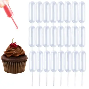 4ml Plastic Cupcake Pipettes Squeeze  50 Disposable Liquid Injectors Transfer Dropper For Strawberries Cupcakes Desserts