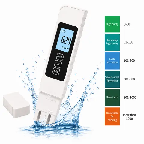 4-in-1 Digital TDS Water Quality Tester - Measures TDS, EC, Temperature (°C/°F) | 0-9990 ppm Range | Home & Garden Tool for Modern Inflatable Pools