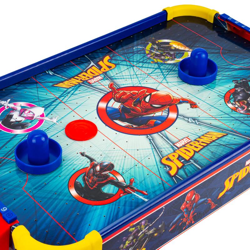 Marvel Wooden Electronic Air Hockey Table: Spider-Man | Spidey and His Amazing Friends | Avengers | Transformers, Ages 4+, Officially Licensed