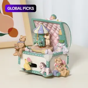 Vintage Toy Box Carousel Music Box, Baby Shower Gift, Retro Design, Perfect for Newborns, Musical Toy Box, Ideal Present, Decor #GLOBAL PICKS