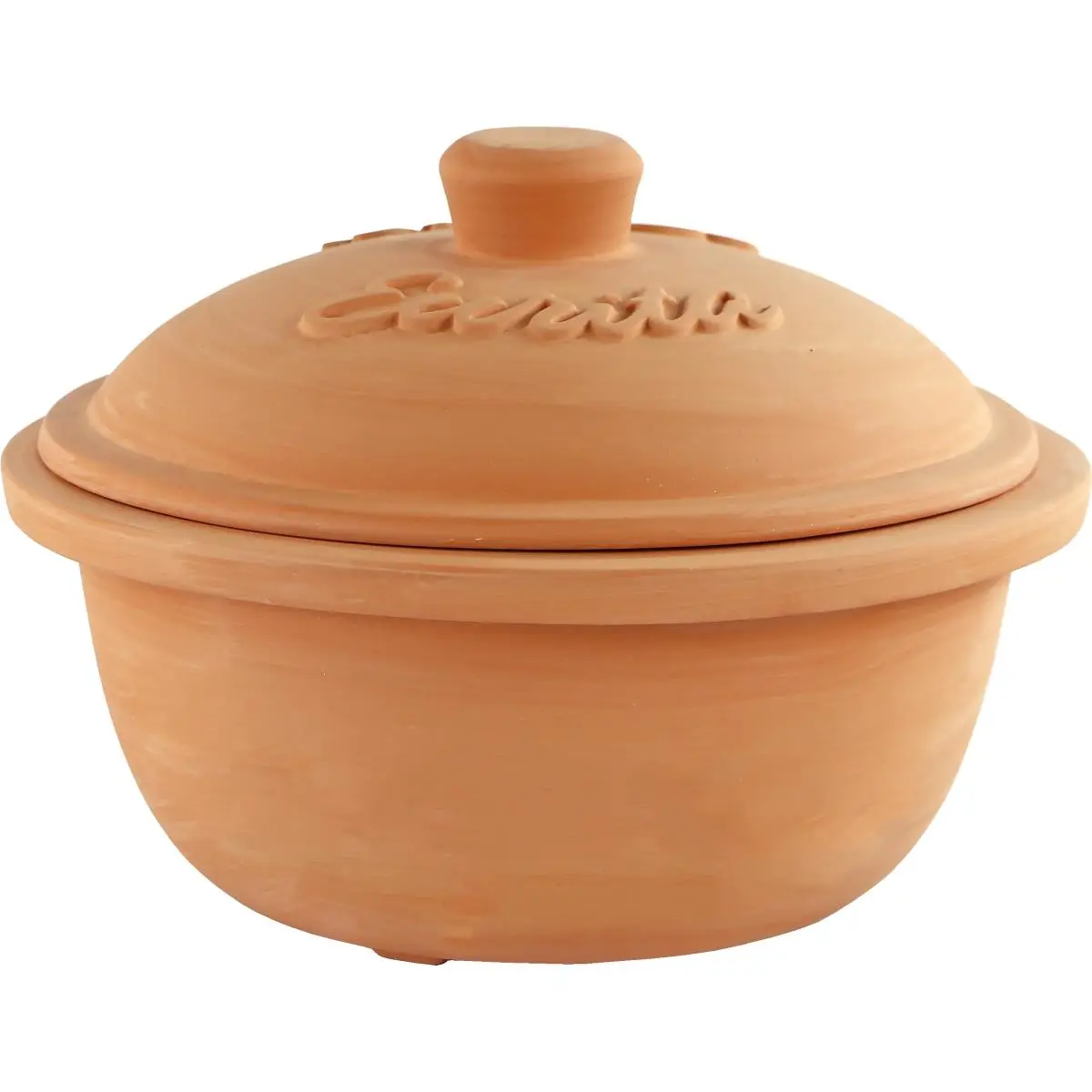 212 MAIN Eurita Clay Roaster Dutch Oven - 2 Qt, Brick Color, Glass Lid, Baked Dish Line Kitchen Cookware, Cadmium-Free No Fillers Earthen Non-Toxic Cookware for Soups, Hand Wash Safe