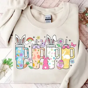 Retro Obsessive Cup Disorder Easter Sweatshirt, Happy Easter Sweatshirt, Rabbit Shirt, Retro Groovy Easter Eggs Sweatshirt