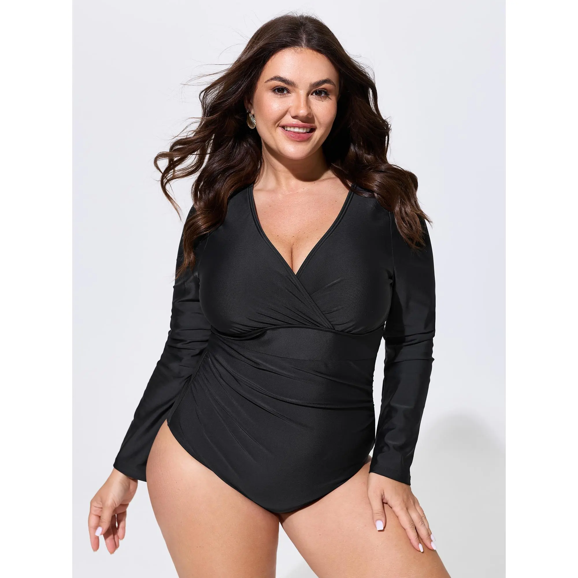 BLOOMCHIC Plus Size Sheer Twist Front Tummy-Control One-Piece Swim [M-6X]2026  Stylish Bathing Suit Swim Dress Swimsuit,Summerfinds