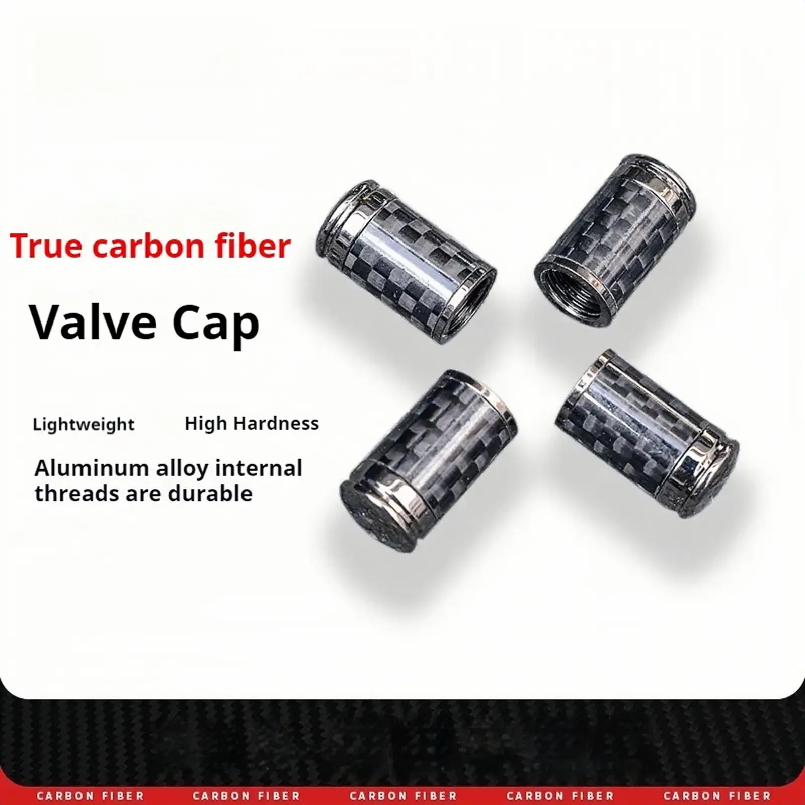 Carbon Fiber Tyre Caps - 4pcs Auto Valve Caps, Car Interior Accessories, Auto Replacement Parts Compatible with Mercedes-Benz, Audi, BMW & All Cars (4 per Box)