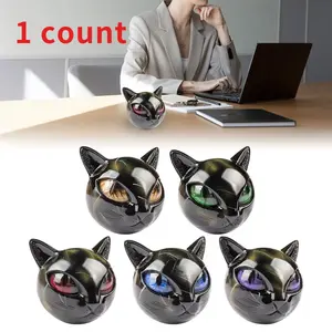 Elegant Black Cat Statue - Glossy Resin with Glowing Eyes, Hand-Painted Style Intricate Face & Sharp Ears, Indoor/Outdoor Home Office Decor, Modern Home Decoration, No Electricity Needed, Perfect Gift for Birthdays, Holidays, Sculpture Desk Decor