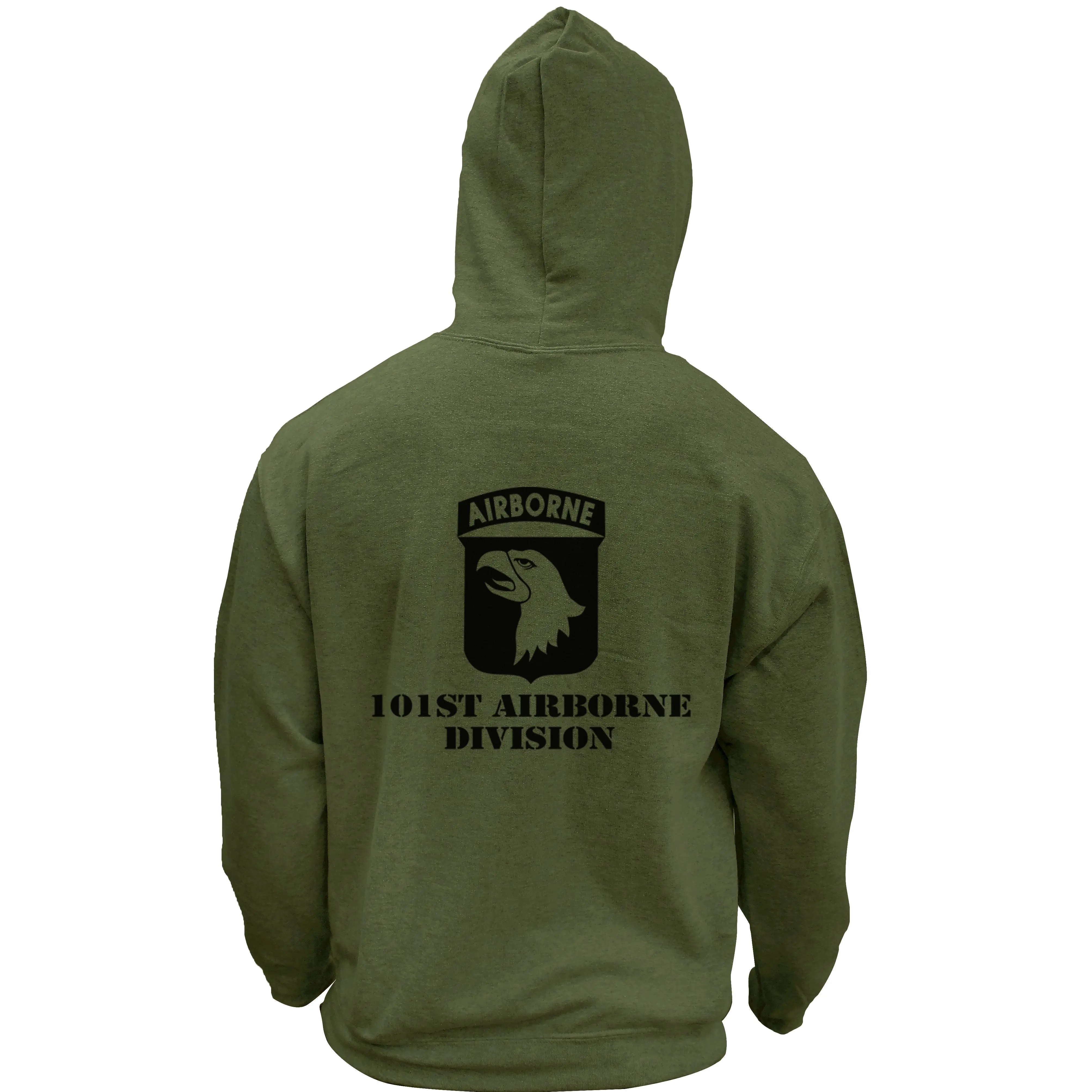 Men's 101st Airborne Army Hooded Sweatshirt - Long Sleeve Menswear Top for Veterans, Casual Cotton-Blend Pullover with Spandex-Knit Cuffs, Pocket, Print