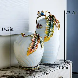 FABUORNA Luxury Vase [Harvest-B Series], Decorative Vase, Modern Vase, Original Exquisite Vase, Vase with Enamel Decoration (Tall)