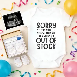 Soft Baby Bodysuit Sorry The Sleep You Ordered Is Currently Out Of Stock Print 100% Pure Cotton Non-Irritating Snap Closure Breathable Perfect For Gifting & Everyday